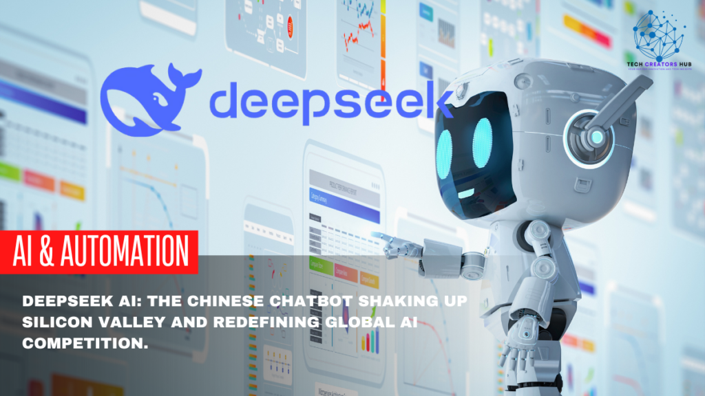 DeepSeek AI chatbot disrupting Silicon Valley, symbolizing China's rise in AI innovation and the democratization of artificial intelligence technology.